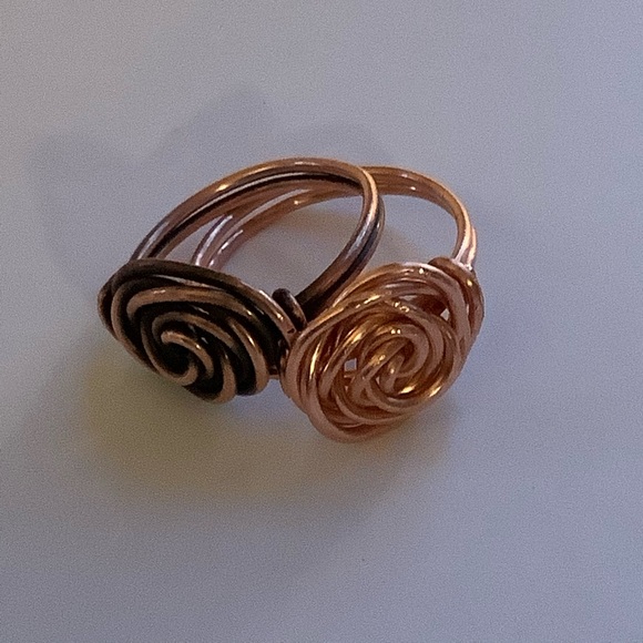 Copper wire wrapped ring rose design handmade size 9.5 - Picture 5 of 5
